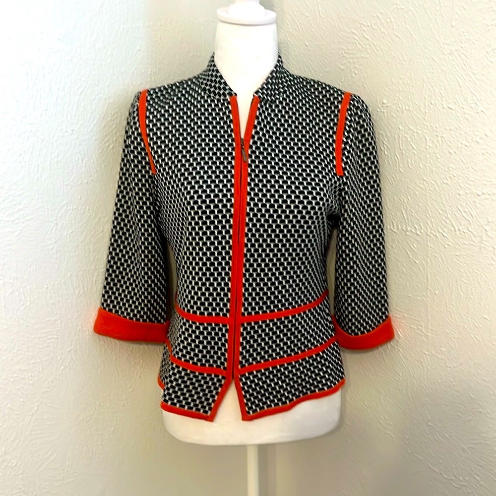 Ming Wang Black and Red Knit Jacket